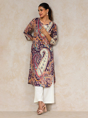 Varanga Women paisley printed three quarter sleeve Kurta